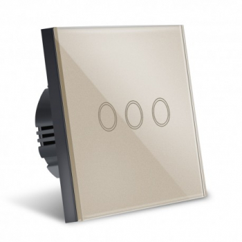 Intrerupator Smart Touch Techstar® Wireless 2.4GHz Sticla Securizata Design Modern Iluminare LED 3 Faze 