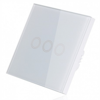 Intrerupator Touch Techstar® Sticla Securizata Design Modern Iluminare LED 3 Faze Alb 