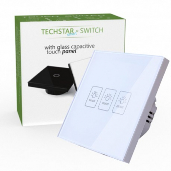 Intrerupator Touch Techstar® TG02 Sticla Securizata Design Modern Iluminare LED 3 Faze Alb 