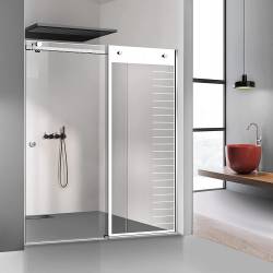 Perete dus cu usa glisanta GLISSANDO SIMPLE inox model Supreme alb sticla clara securizata pentru gol intre 170-180 cm inaltime 205 cm 