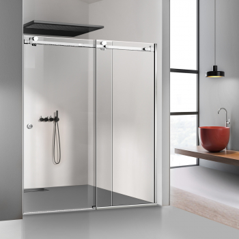 Perete dus cu usa glisanta GLISSANDO SIMPLE inox sticla clara securizata pentru gol intre 170-180 cm inaltime 205 cm 