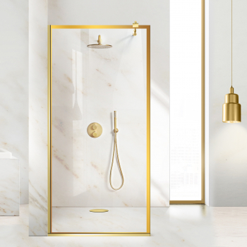 Paravan dus walk-in Aqua Class Gold model Frame auriu 50x195 cm sticla clara securizata anticalcar 