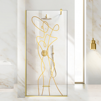 Paravan dus walk-in Aqua Class Gold model Vogue auriu 90x195 cm sticla clara securizata 