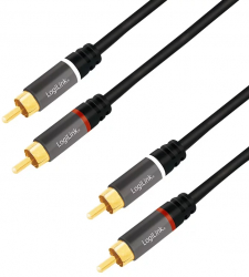 CABLU audio LOGILINK stereo RCA T/T 3m conectori auriti negru and CA1206 and 
