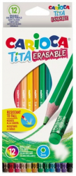 Creioane colorate cu radiera Carioca Tita Erasable 12 culori 