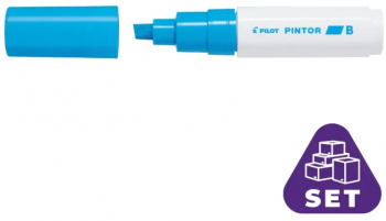 Marker cu vopsea Pilot Pintor 8.0 mm varf tesit Albastru Deschis 