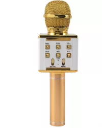 Microfon Karaoke KlaussTech Bluetooth USB Sunet Clar Galben 