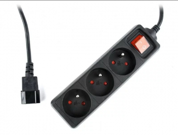 PRELUNGITOR GEMBIRD Schuko x 3 conectare prin IEC C13 T cablu 0.6 m 10 A protectie copii negru and EG-PSU3F-01 and 