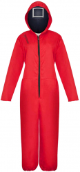 Costum pentru copii Jocul Calamarului Patrat marimea S 100-110 cm rosu masca inclusa 