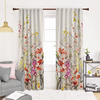 Draperie dim-out model floral cu rejansa transparenta cu ate pentru galerie Madison 150x240 cm densitate 700 g/ml Liatris Gladiolus 1 buc 