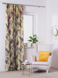 Set draperii blackout model floral cu rejansa din bumbac tip fagure Madison 200x240 cm densitate 700 g/ml Pastel Roses 2 buc 