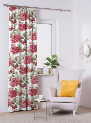 Set draperii blackout model floral cu rejansa din bumbac tip fagure Madison 150x225 cm densitate 700 g/ml Rosa Damascena 2 buc 