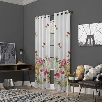 Draperie dim-out model floral cu inele albe Madison 150x260 cm densitate 700 g/ml Parrot Tulipa 1 buc 