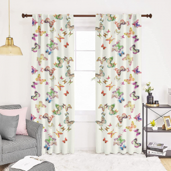 Set draperii dim-out model floral cu rejansa transparenta cu ate pentru galerie Madison 150x250 cm densitate 700 g/ml Nimfalide 2 buc 