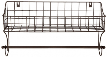 Suport prosop de perete cu etajera din fier maro 44x12x25 cm 
