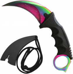 Cutit de vanatoare IdeallStore® Karambit tip CS GO multicolor teaca cu snur inclusa 