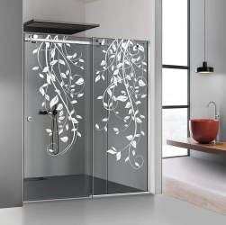 Perete dus cu usa glisanta GLISSANDO SIMPLE inox model Dance alb sticla gri securizata pentru gol intre 160-180 cm inaltime 205 cm 