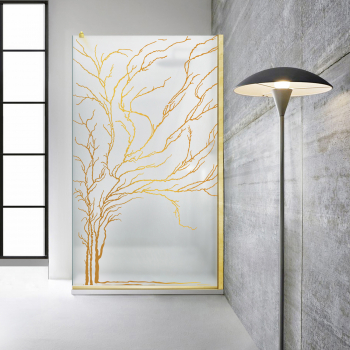 Paravan dus walk-in Aqua Roy Gold model Tree auriu 70x195 cm sticla 8 mm clara securizata anticalcar 