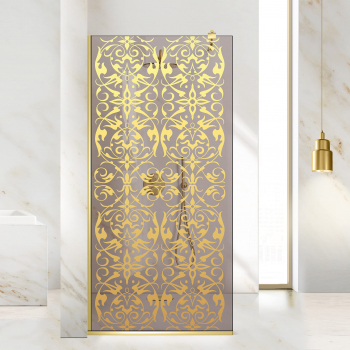 Paravan dus walk-in Aqua Roy Gold Regency Full auriu 100x195 cm sticla 8 mm bronz securizata anticalcar 