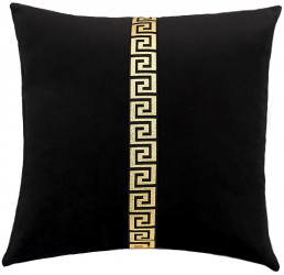 Perna decorativa 45/45 din catifea neagra cu detaliu auriu