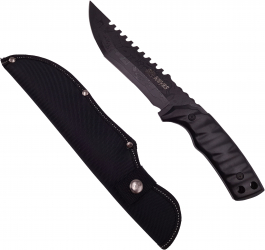 Cutit de vanatoare IdeallStore® Hazard Blade negru 31 cm teaca inclusa 