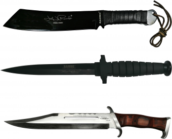 Set trei cutite de vanatoare IdeallStore® Rambo War editie de colectie otel multicolor 