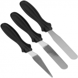 Set 3 spatule patiserie Springos otel si plastic argintiu/negru 