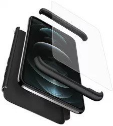 Husa Cu Grad Ridicat de Protectie pentru Iphone 12 Pro + Folie Impact Safe B5001 Thermoresistant plastic Intense Darkness 