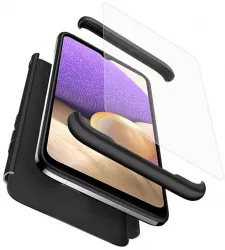 Husa Protectie pentru Samsung Galaxy A32 5G + Folie Heavy Duty O6354 Plastic Negru 