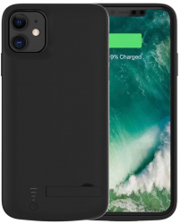 Husa pentru iPhone 11 cu Baterie de 6000mAh Metal Black 