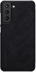 Husa Protectie pentru Samsung Galaxy S21 FE 5G Precision Fit QIN Leather Case O6773 Metal Negru 