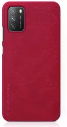 Husa Protectie pentru Xiaomi Poco M3 Elite Armor QIN Leather Case O6721 Metal Rosu 