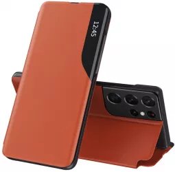 Husa de protectie compatibila cu Samsung Galaxy S21 Ultra 5G Piele ecologica Portocaliu 