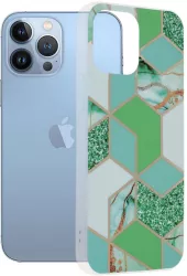 Husa Protectie pentru iPhone 13 Pro Max Impact Safe Marble Series G3285 Termoplastic Verde Hex 