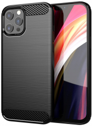 Husa pentru iPhone 13 Pro Max Carbon Silicone Poliuretan Black 