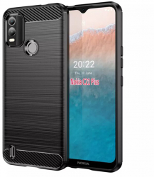 Husa Protectie pentru Nokia C21 Plus UltraX Carbon Silicone G3025 Termoplastic Negru 