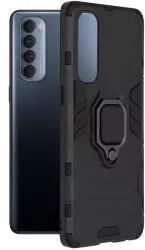 Husa Protectie pentru Oppo Reno4 Pro 4G Heavy Duty Silicon Flexe Shield O5098 Metal Negru 