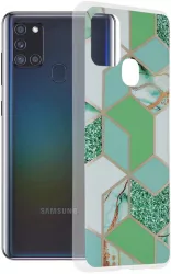 Husa pentru Samsung Galaxy A21s Techsuit Marble Series Green Hex 