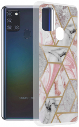Husa pentru Samsung Galaxy A21s Techsuit Marble Series Pink Hex 