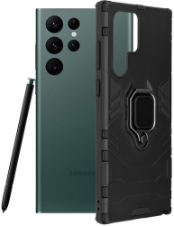 Husa Protectie pentru Samsung Galaxy S22 Ultra 5G Elite Armor Silicon Flexe Shield O5140 Metal Negru 