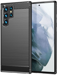 Husa pentru Samsung Galaxy S22 Ultra 5G Techsuit Carbon Silicone Black 