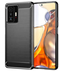 Husa Protectie pentru Xiaomi 11T/11T Pro Precision Fit Carbon Silicone O4098 Termoplastic Negru 
