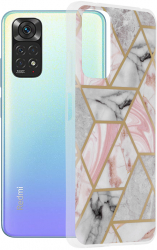 Husa Protectie pentru Xiaomi Redmi Note 11/Note 11S Lightweight Marble Series G3317 Termoplastic Roz Hex 
