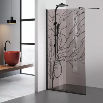 Paravan dus walk-in Aqua Roy Black model Tree negru 70x195 cm sticla 8 mm bronz securizata anticalcar 