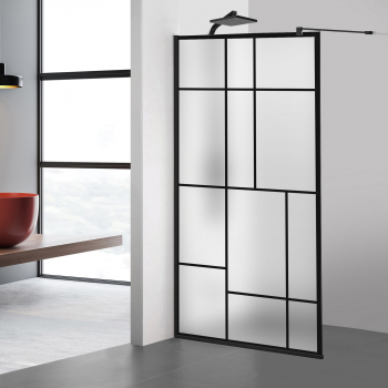 Paravan dus walk-in Aqua Roy Black model Urban negru 70x195 cm sticla 8 mm mata securizata anticalcar 