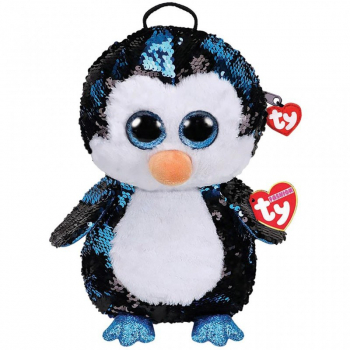 Rucsac pentru copii cu paiete reversibile TY Pinguinul Waddles 26 cm 