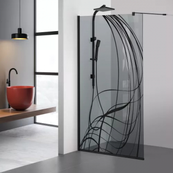 Paravan dus walk-in Aqua Roy Black model Lava negru 90x195 cm sticla 8 mm gri securizata anticalcar 