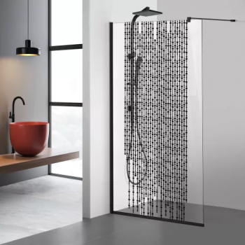 Paravan dus walk-in Aqua Roy Black model Rain negru 70x195 cm sticla 8 mm clara securizata anticalcar 
