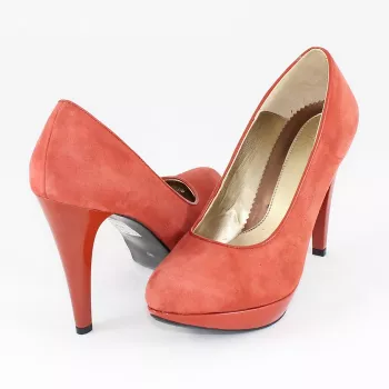 Pantofi cu toc dama piele naturala - Nike Invest coral - Marimea 40 
