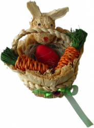 Decoratiune Cos Iepuras cu morcovi si Ou Pascal handmade 